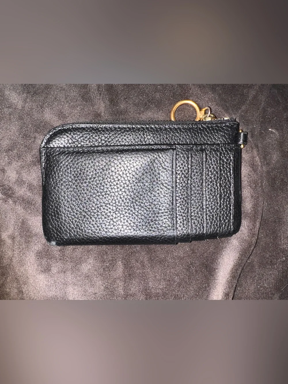 Tory Burch Perry Bombe Black Leather Card Case/Pouch with Gold Hardware